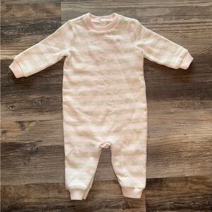 Ralph Lauren Striped Pink and Cream Kids Fleece Coverall